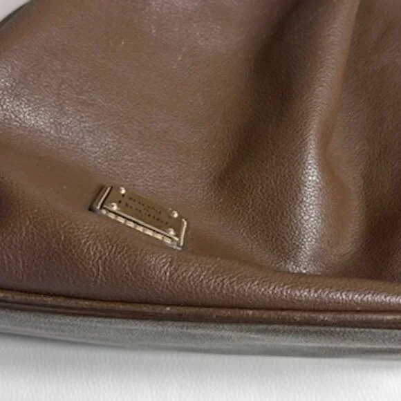 Dooney & Bourke Drawstring Bucket Bag Pebbled Leather Brown Grommets Tassels - Picture 7 of 13